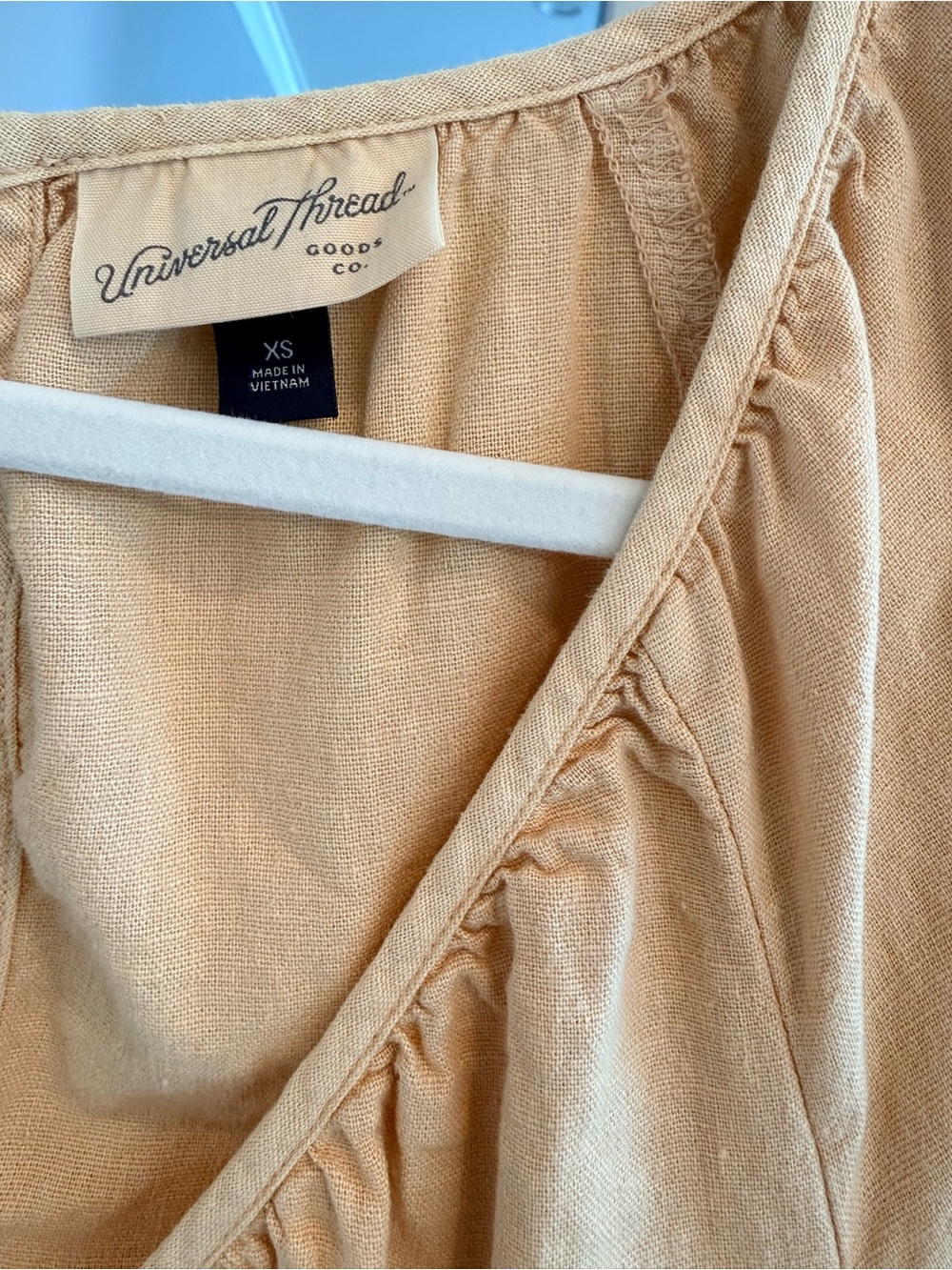 Universal Thread Cream Drawstring Short Sleeve V-Neck Tunic - Picture 3 of 5